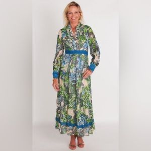 NWT- CK Bradley- Annabelle Maxi - Dragon Green/Gold